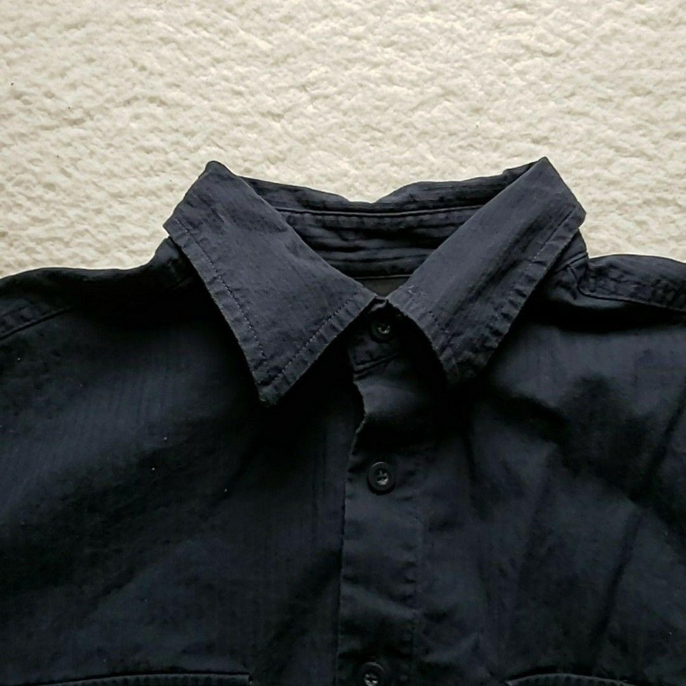 Genuine Dickies Shirt Mens Large Black Short Sleeve Workwear Button-Up Pockets